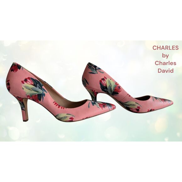 NWOT  Charles by Charles David Tropical Barbiecore Heeled Shoes  Sz 9M - Picture 1 of 8